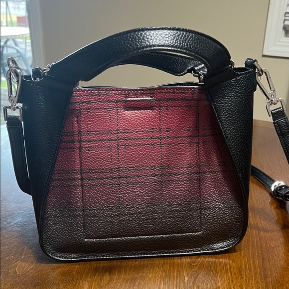 Calvin Klein Black and Burgundy Plaid Leather Estelle Crossbody and Wallet - Picture 3 of 3